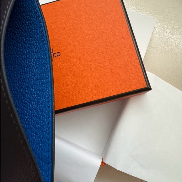 NWB Hermes City 3CC Color Block card holder Noir/Bleu suit/Bleu Zellige Rare! - Picture 12 of 12